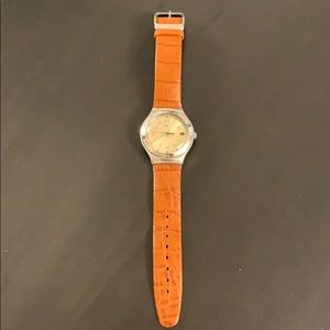 Silver women’s Swatch watch